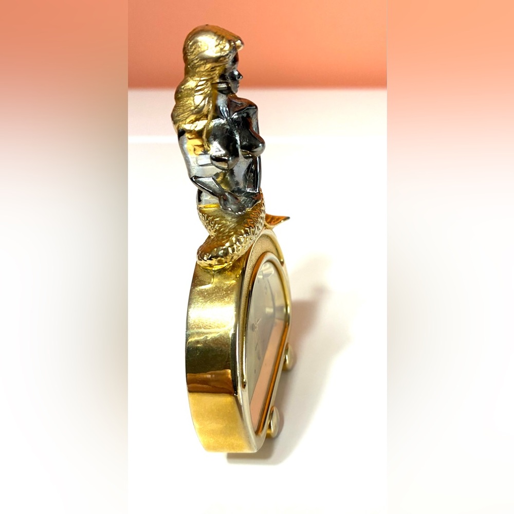 Gold-Plated Mermaid Table Clock - Picture 8 of 12